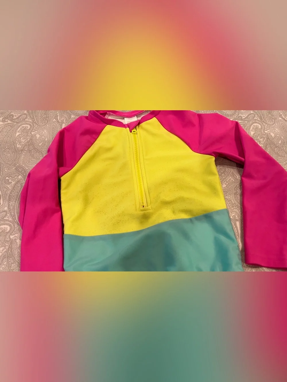 Cat& jack ‘s girl Long-Sleeve  One-Piece Swimsuit Pink,Yellow & Turquoise for 5T